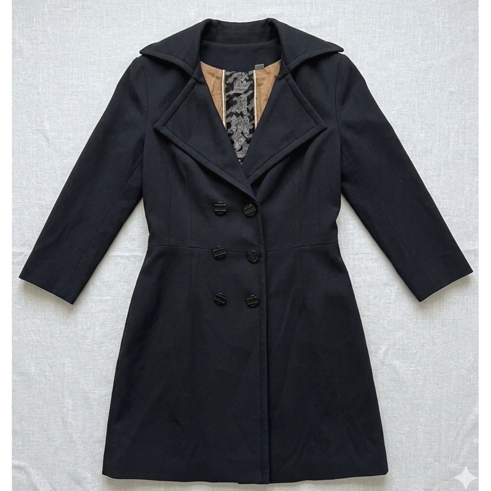 L.A.M.B. Gwen Stefani Long Jacket RARE Size 6 2007 Black Double Breasted Y2K